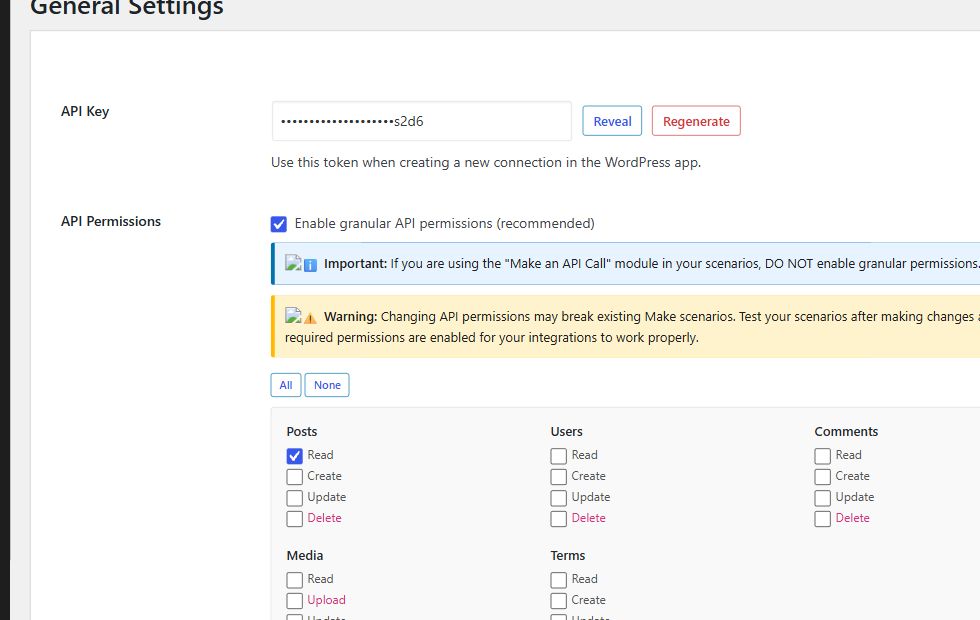 Make ConnectorでPostsのReadだけを有効にした権限設定